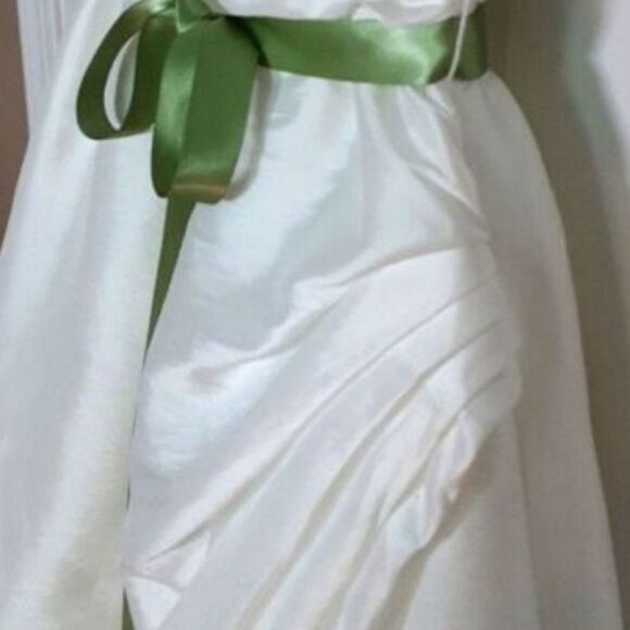 Rosebuds Flowergirl Dress Removable Sage Green Sash Sz 6 - Picture 10 of 12